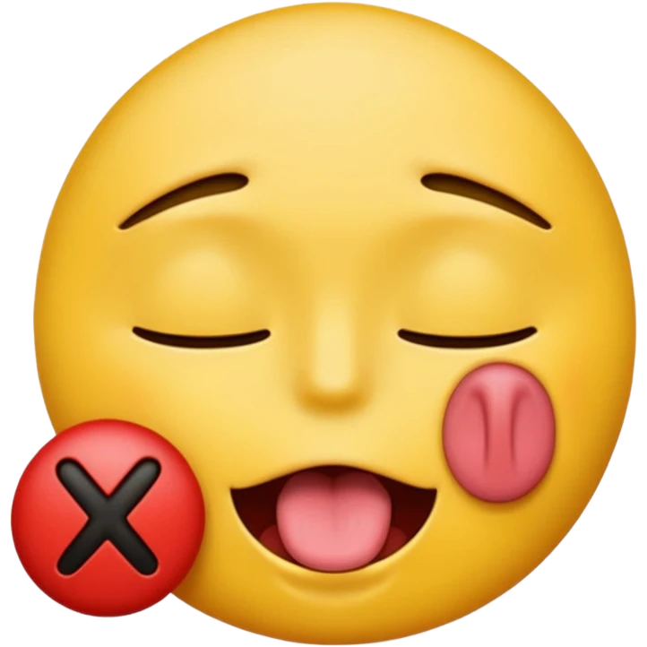 a emoji with its eyes closed, with a red X inits eyes, and its tongue out emoji