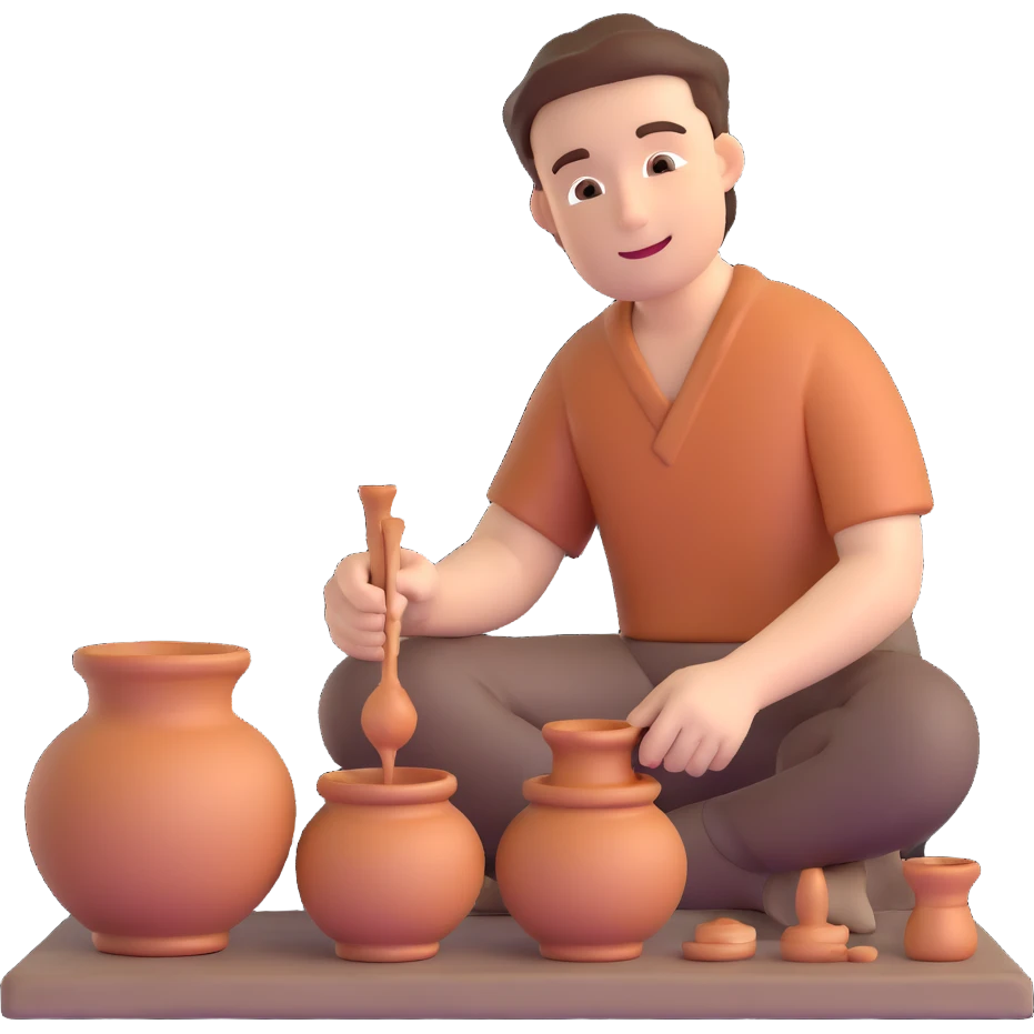 simple and expressive man doing pottery emoji