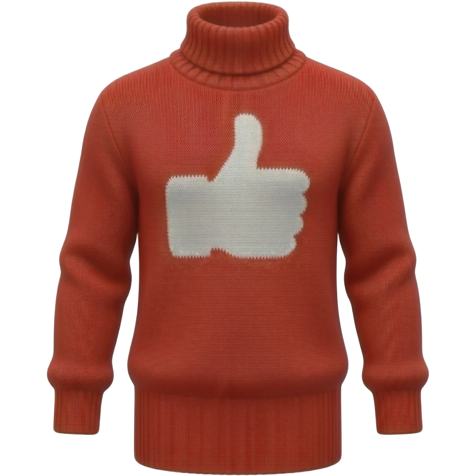 Red turtleneck looks good no person included with thumbs up printed on it emoji
