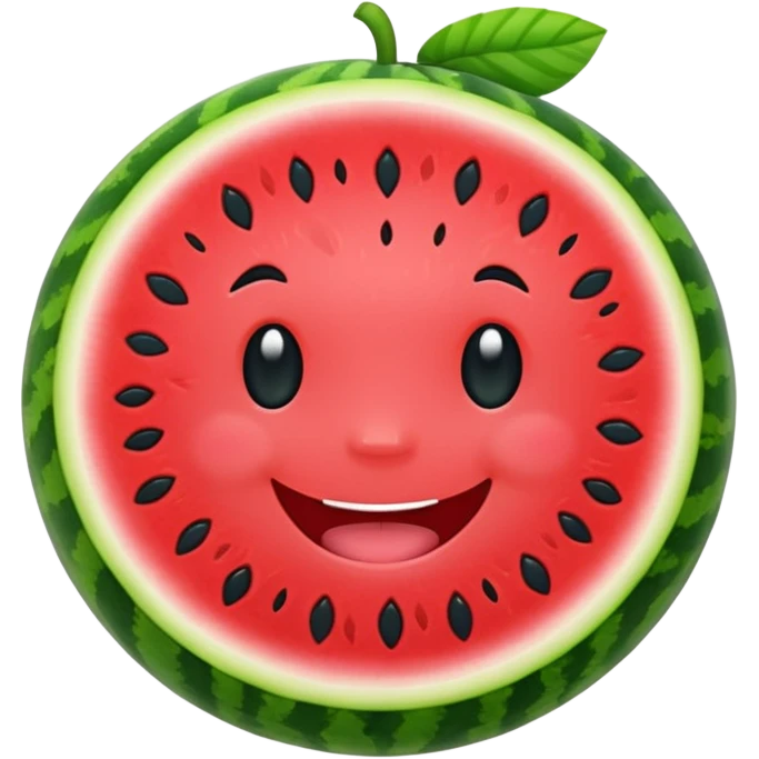 Chibi sticker style watermelom with a smiling face cute and exaggerated  emoji