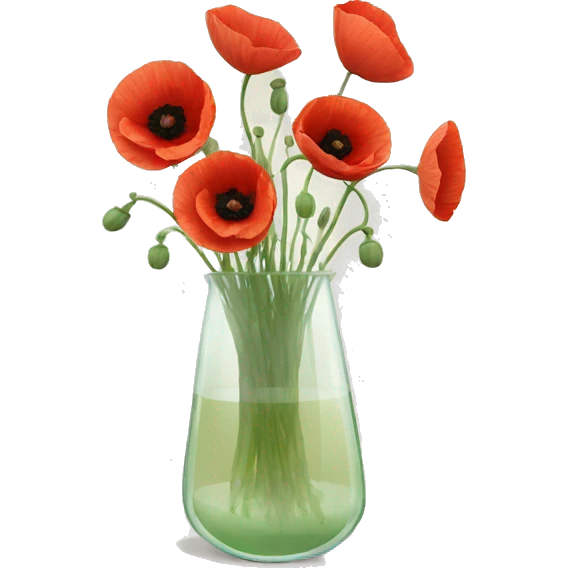 Poppies in a clear glass vase emoji
