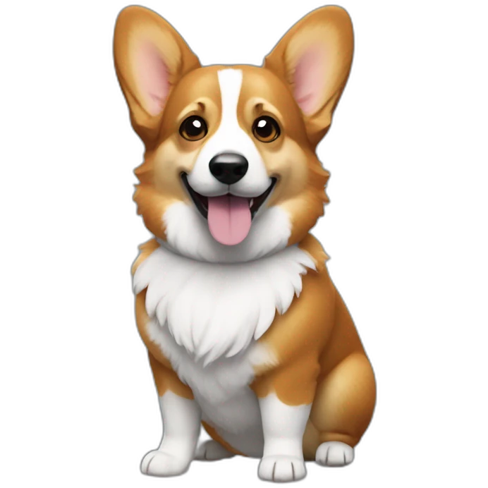 Full body Corgi in a bob Ross costume emoji