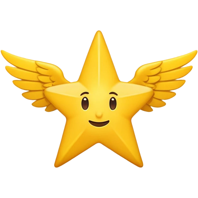 An image with wings on a star based on the star and wings of the basic emoji of the iPhone. not 3d just plat and soft and not have to bold emoji