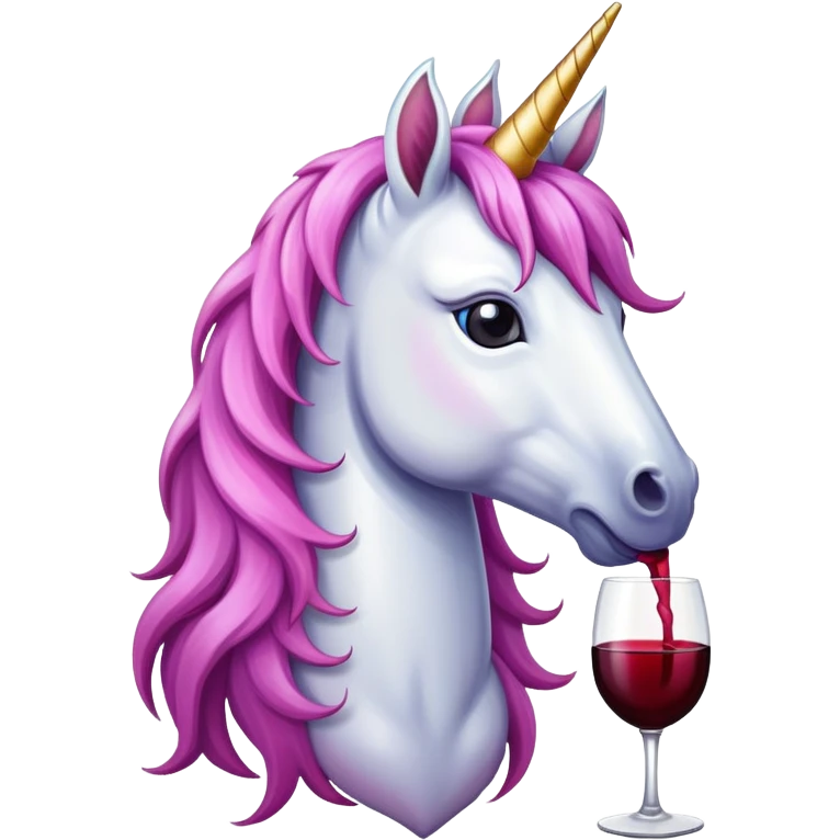 Unicorn with a glass of wine emoji