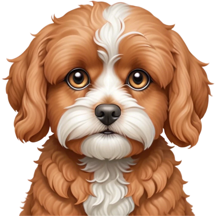 Cinematic Grumpy Apricot Cavoodle Portrait Emoji, Head tilted slightly with a deeply unimpressed expression, showcasing a thick, curly apricot coat with subtle white accents, large, droopy brown eyes narrowed into an unamused glare, ears slightly drooping in exasperation, Simplified yet comically expressive features, highly detailed, glowing with a dry, sarcastic glow, high shine, effortlessly judgmental yet dignified, stylized with a touch of cynicism, bright but brooding, soft glowing outline, capturing the essence of an eternally unimpressed yet endearing companion, so lifelike it feels like it could sigh heavily at you in disdain at any moment! emoji