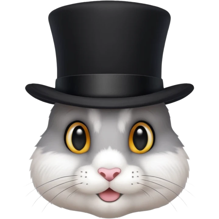 Make a bunny with a top hat emoji