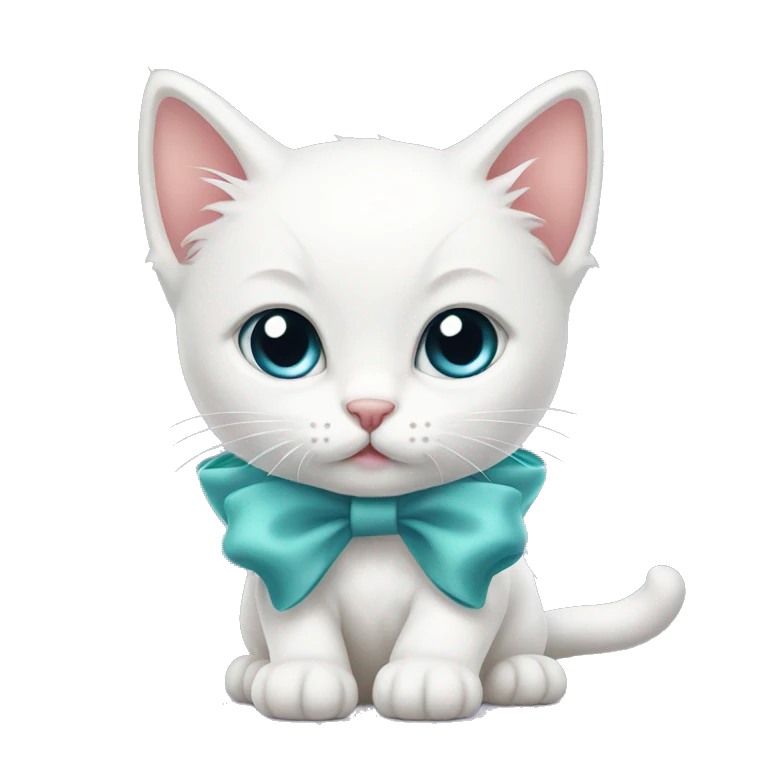 White Kitten with bow  emoji