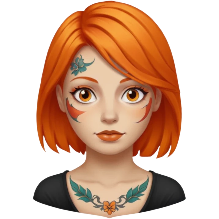 woman with tattooed faces and orange hair emoji