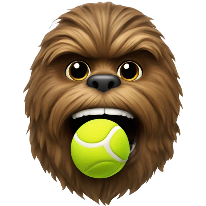 Chewie with a tennis ball in His mouth emoji
