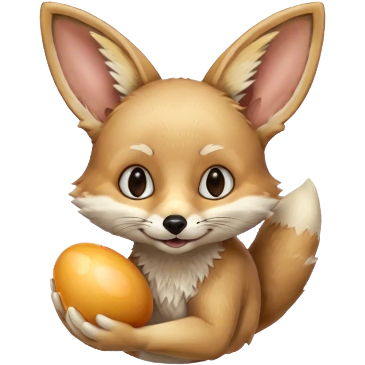 fennec carrying an unpeeled egg with his mouth emoji