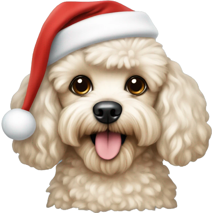Tan Maltese poodle with a Santa hat  emoji