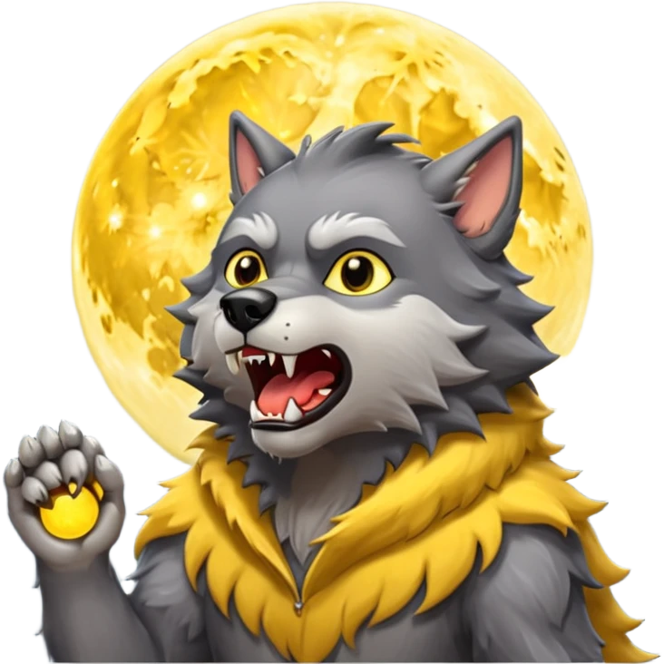 Werewolf howling at moon  cartoon -style/cute and transparent for a sticker  emoji