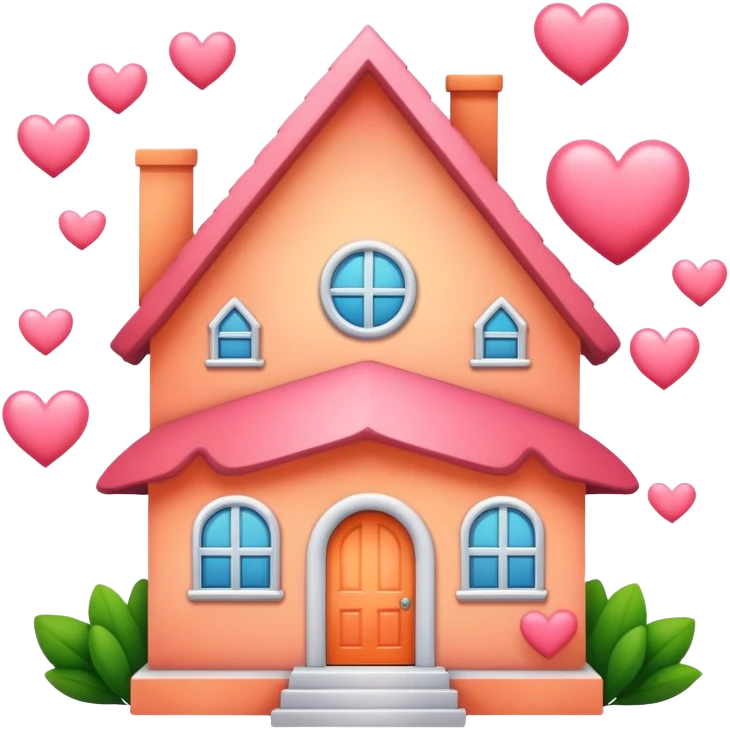 peach color home with hearts around emoji