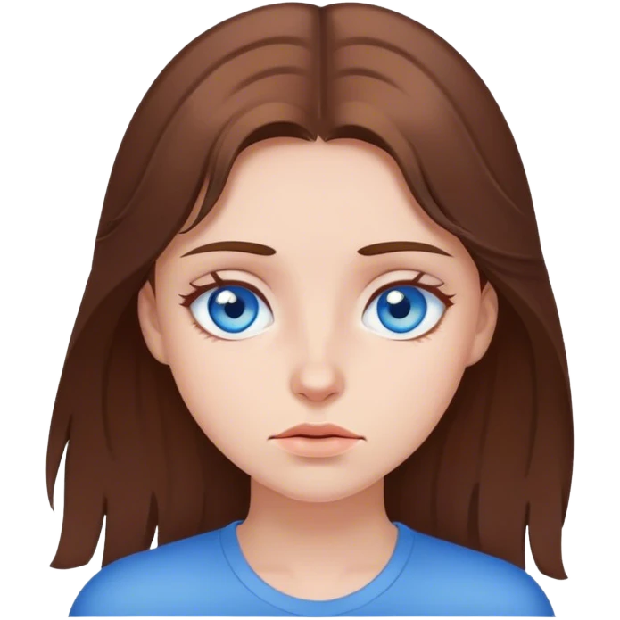 Brown haired tired girl with blue eyes emoji