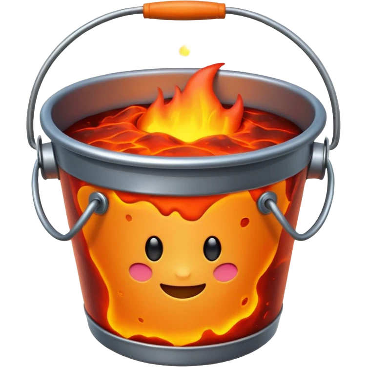 metal bucket filled to the brim with hot glowing lava, emoji style emoji