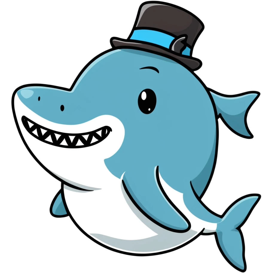 Shark with a top hat emoji