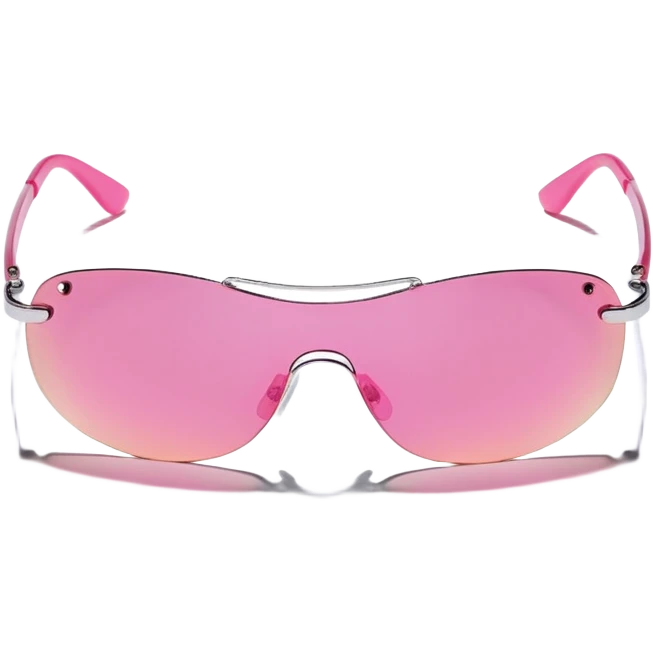 pink frameless wraparound sunglasses, Y2K fashion, single lens design emoji
