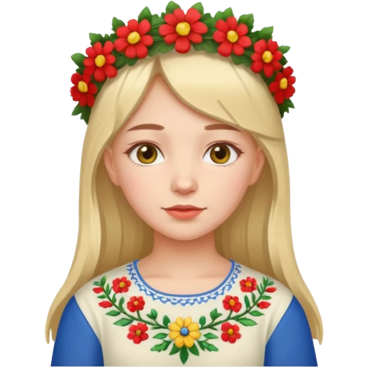 Ukrainian girl in a wreath and embroidered shirt emoji