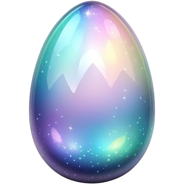 Dark Sparkly glossy glittery Pastel iridescent transparent bio-luminescent glass crystal egg emoji