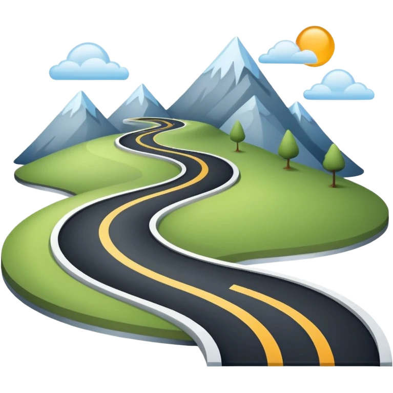 Clean roadmap icon emoji with curved path and milestones, modern corporate style emoji