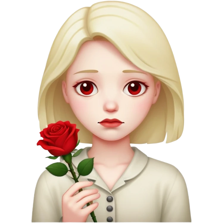 A sorry face holding a rose emoji