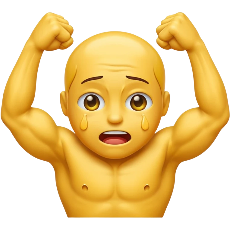 Classic yellow crying emoji flexing muscles emoji