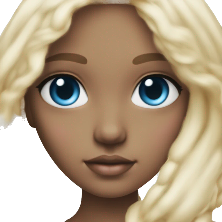 ocean blue doll eyes, blonde hair, feminine, pink, girl, angelic emoji
