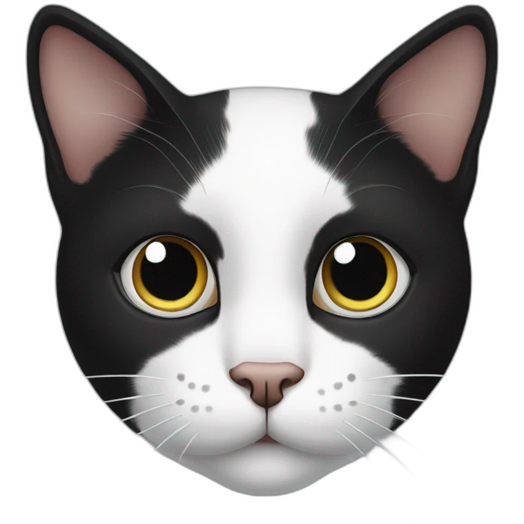 black and white cat, two black spots close to its mouth emoji