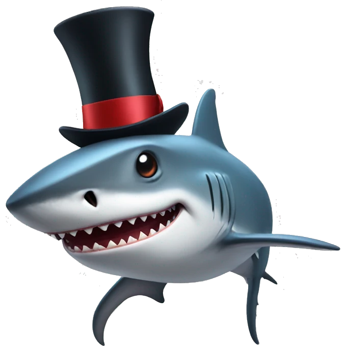 Shark with a top hat emoji
