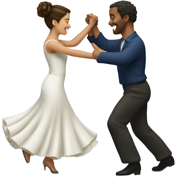Spanish woman and white man learning to dance emoji