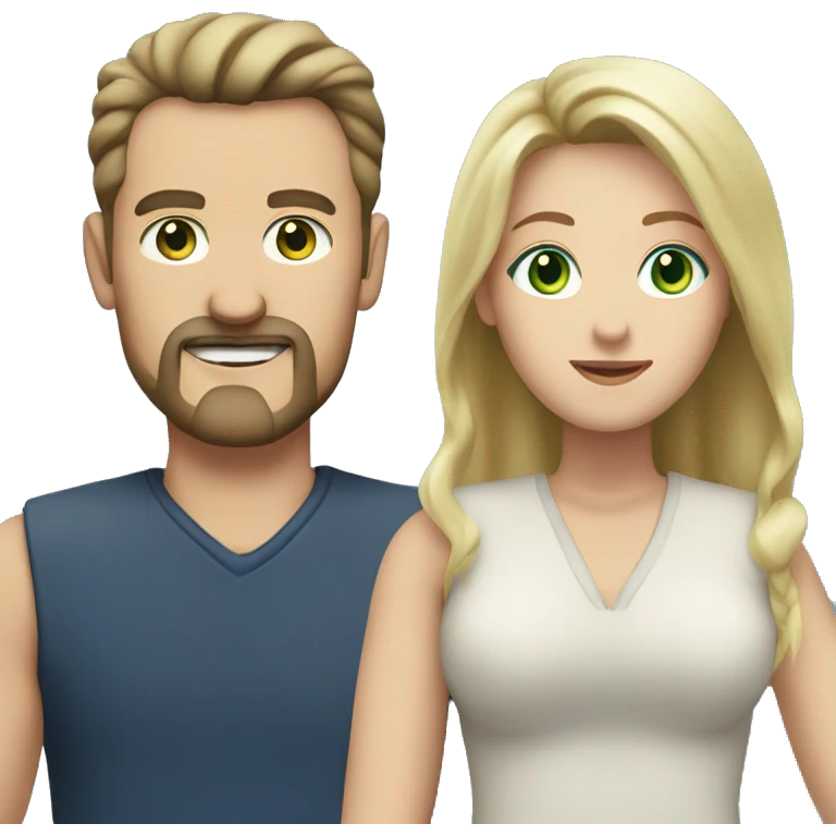 Brown hair green eyes goatee older man with blonde hair blue eyes woman emoji