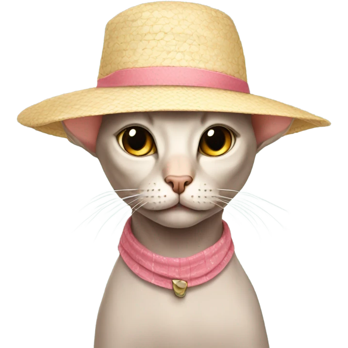 Hairless cat wearing a sunhat emoji