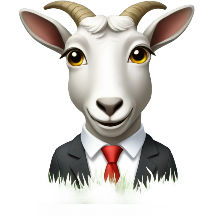 Goat in business suit eating grass emoji