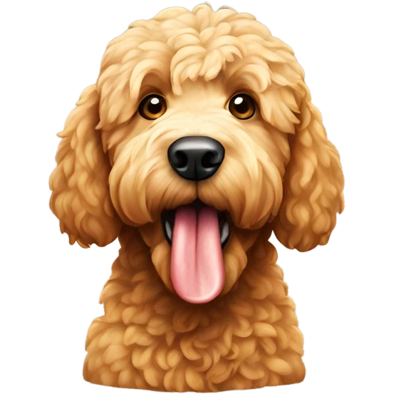 golden doodle with a steak in his mouth emoji