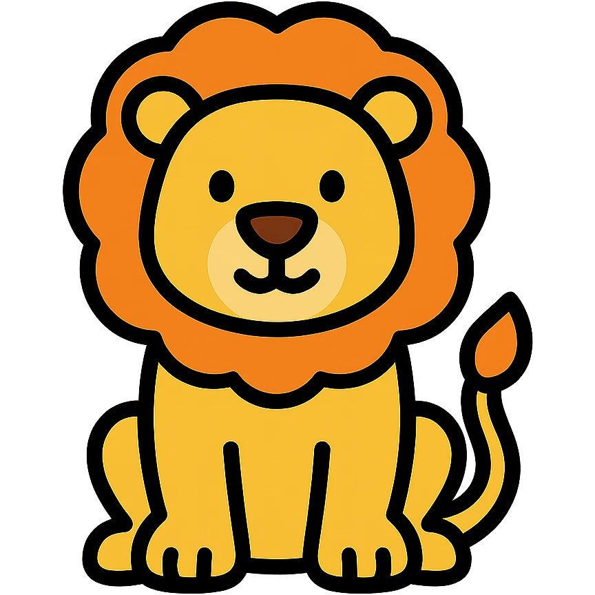 lion color outline icon style emoji