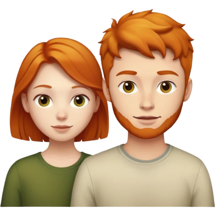 Ginger girl with young man emoji