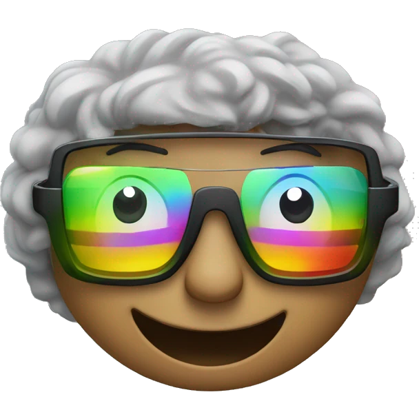 create emoji with the smiley face, with light therapy glasses. the glasses have to emitate the rainbow shadow on the eyes emoji