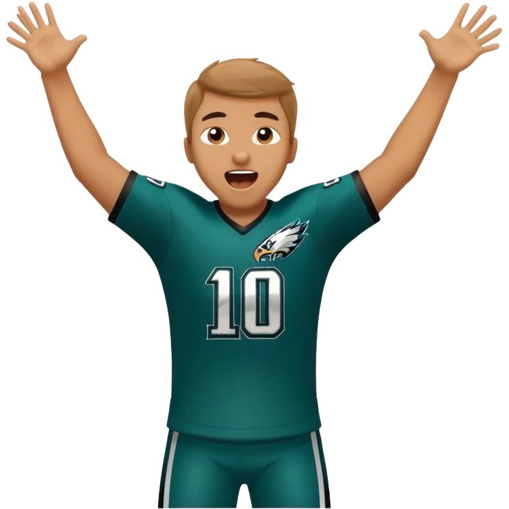 Eagles fan celebrating hard number 1 on jersey  emoji