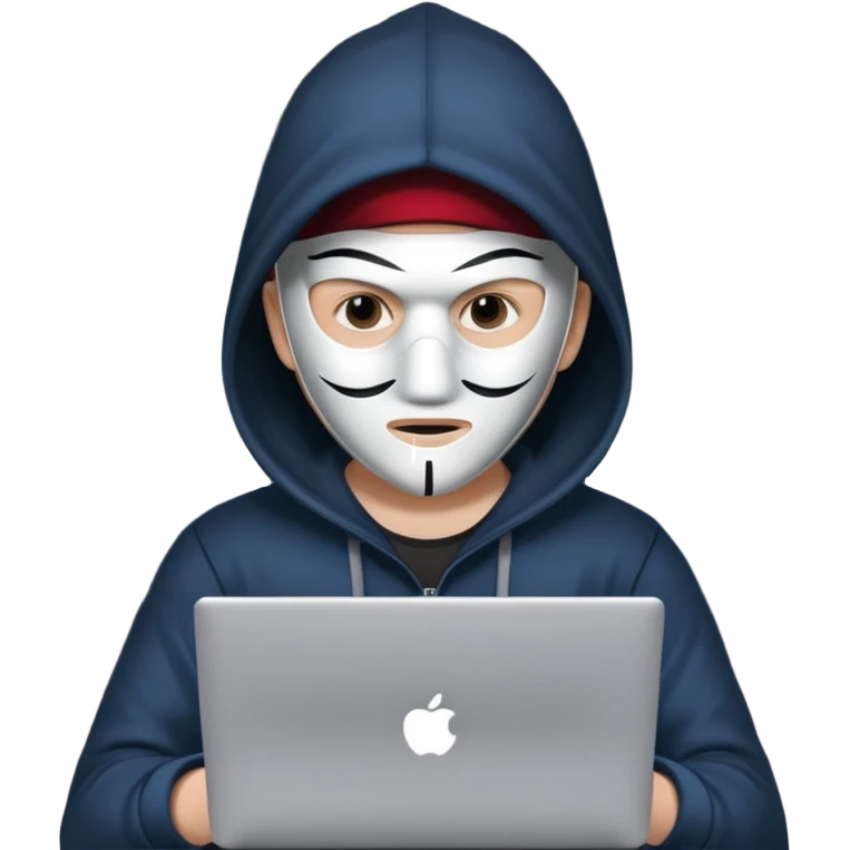 hacker with mask using laptop emoji