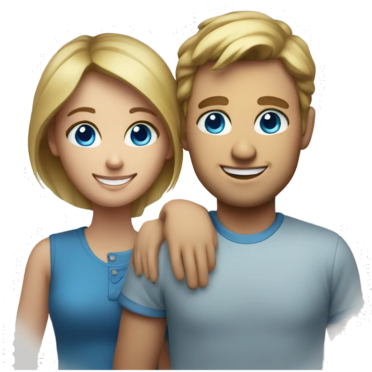 smiling couple with Blue eyes  emoji