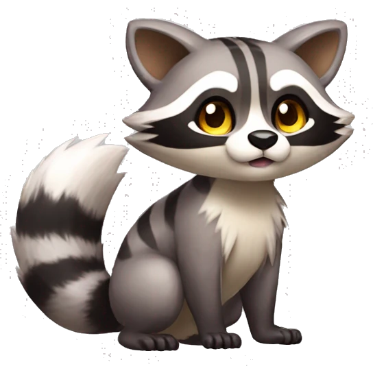 Colorful Shiny Kawaii Cute Raccoon-Tiger-Fakémon-Pokémon full body emoji