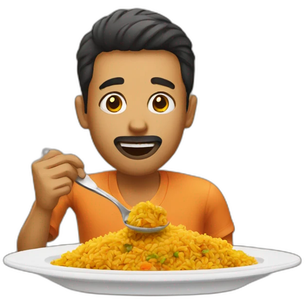 man eating curry rice emoji