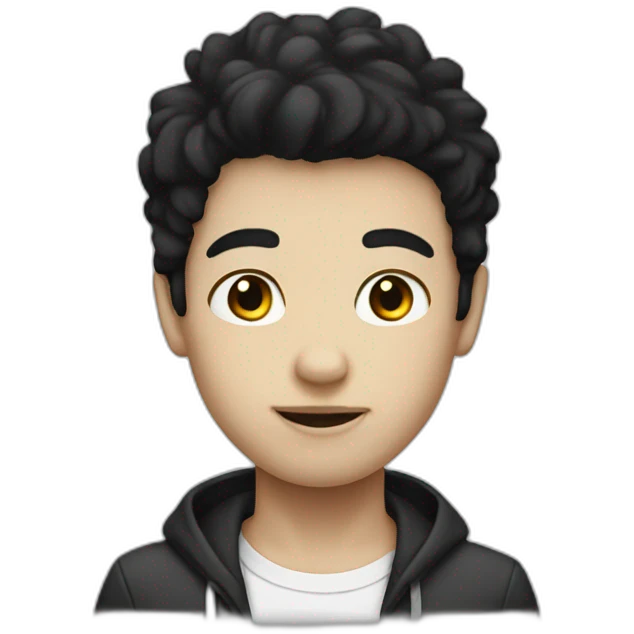 Boy with black hair white face emoji