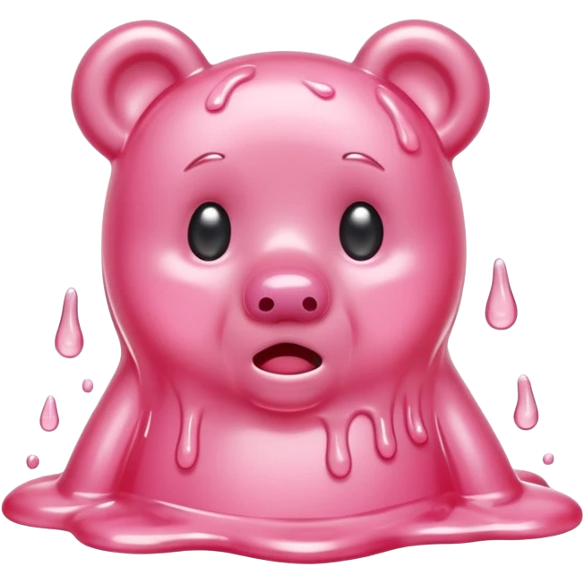 Crying pale pink Gummy bear melting into ground emoji