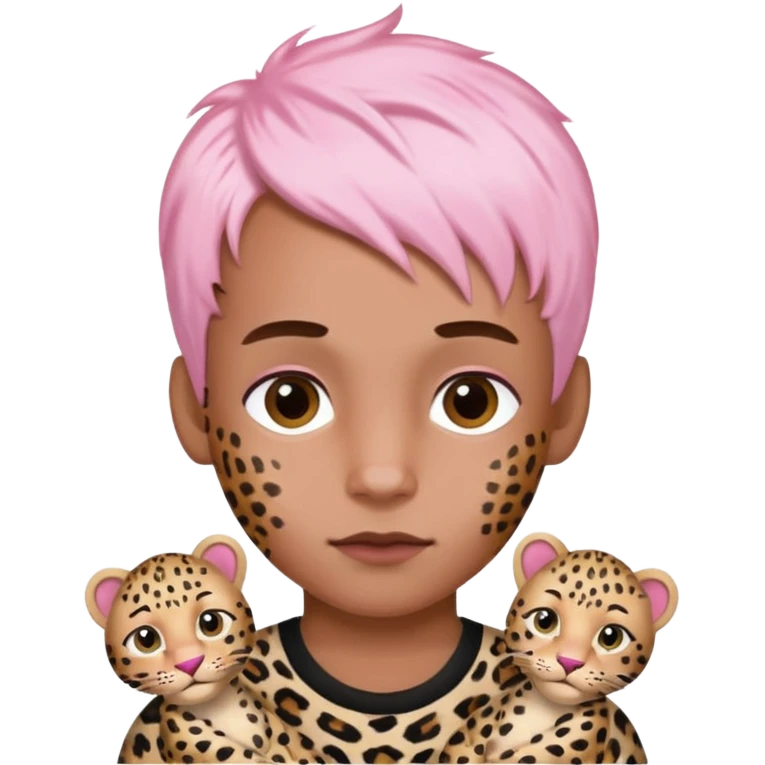 boy with baby pink leopard print hair ￼ emoji