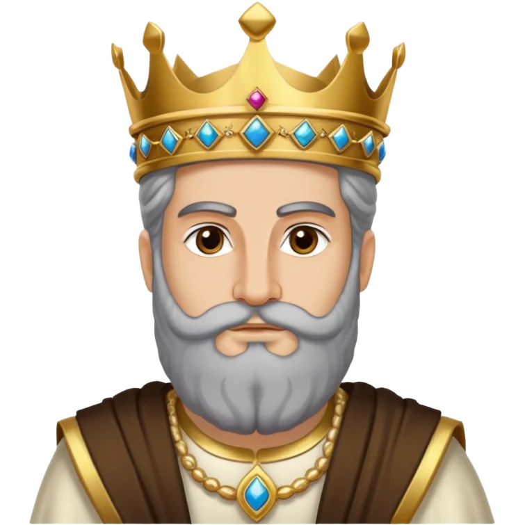 Cyrus the Great, ancient Persian king, regal attire, crown, beard, historical emoji
