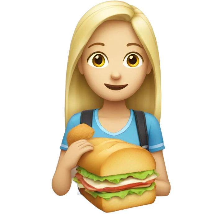 Blond girl eating sandwich  emoji