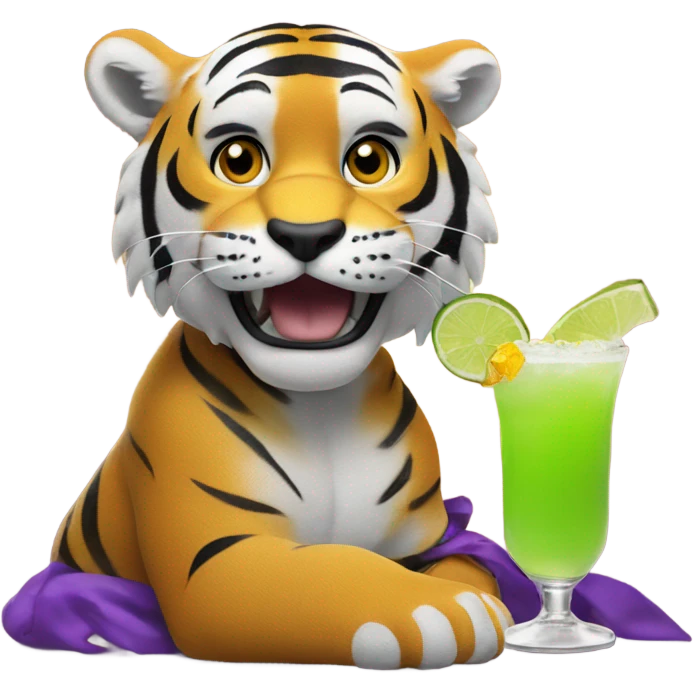 LSU Mike the Tiger with margarita  emoji