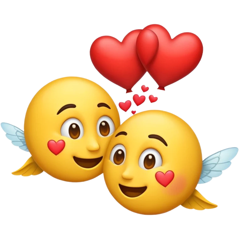 Kissing emoji with fly away hearts emoji