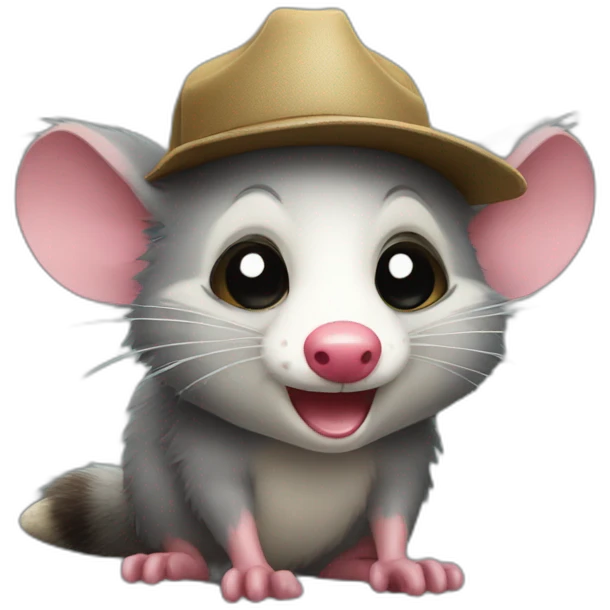 Possum wearing a Nebraska hat crying emoji